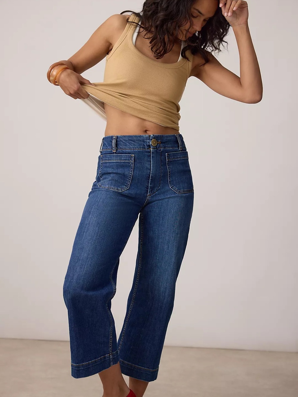 Anthropologie (Maeve) College High-Rise Wide-Leg Cropped Jeans Size 29